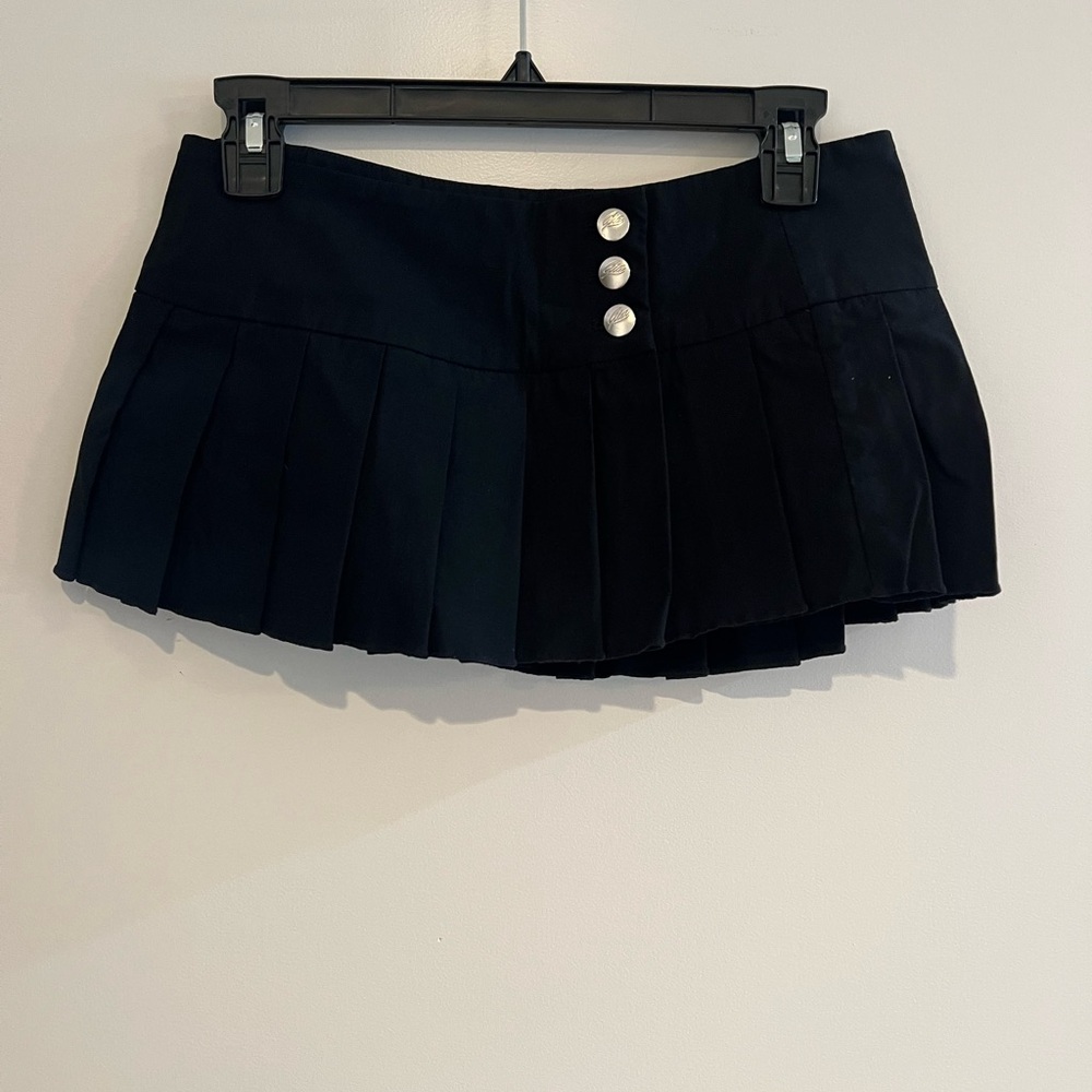 I.AM.GIA Black Pleated Mini Skirt with Silver Buttons